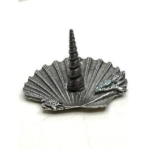 Stamped Mary Demarco Pewter Mermaid Turtle Cone Scallop Shell Ring Holder